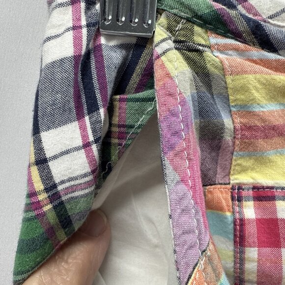 Orvis Women's Skirt 12P Petite Madras Patchwork Colorful Zip Short Lined Pockets - Picture 7 of 10
